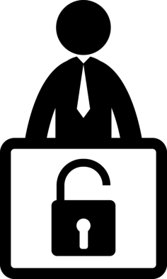 Businessman With Unlock Symbol Stencil Svg Vector, Free Vectors File
